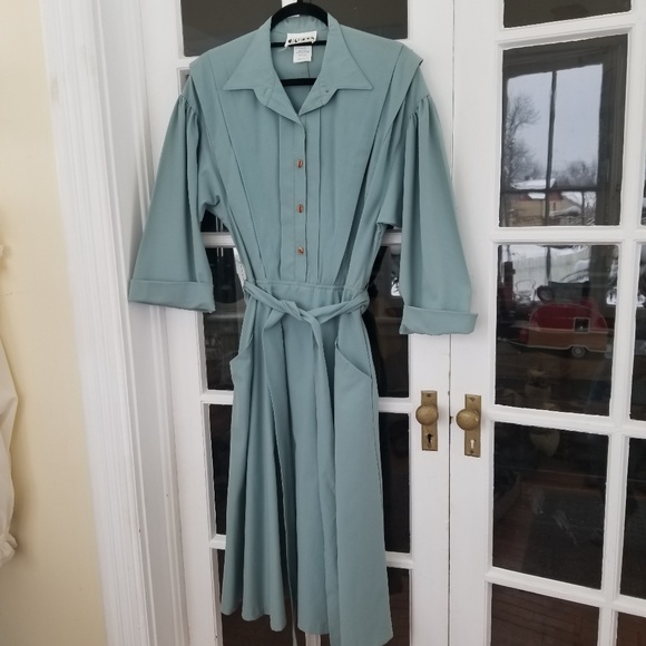 Vintage Dresses & Skirts - Vintage Shirt Dress - Blue Button Down